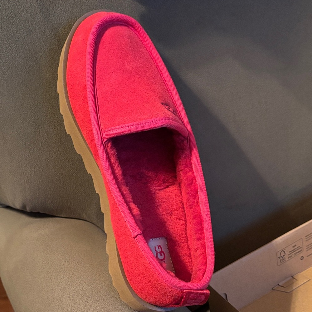 UGG Women's Bright Red Moccasins with Tan Sole